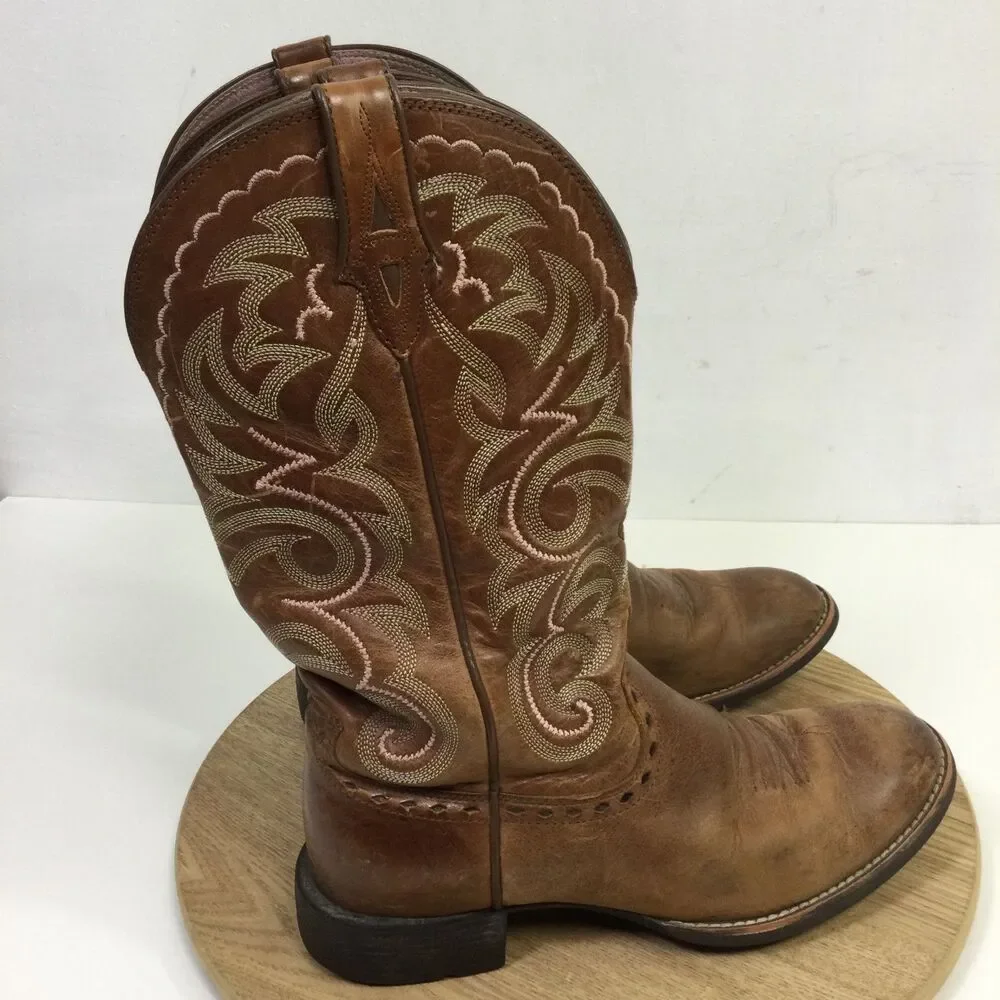 Ariat Womens Heritage Boots Leather Western Stitch Mid Calf Brown Size 7B - Picture 2 of 14